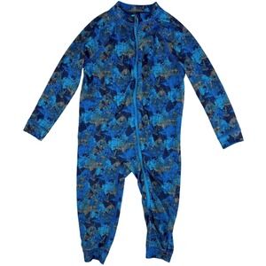 REI Toddler One‎ Piece Pajamas Romper Jumpsuit Blue Camo Print Size 2T